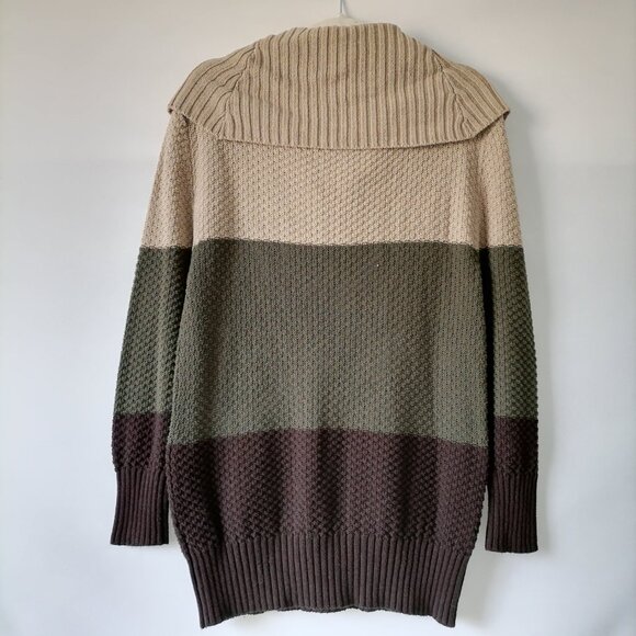 Intro. Womens Multicolor Cowl Neck Colorblock Waffle Knit Sweater Size M - Picture 4 of 7